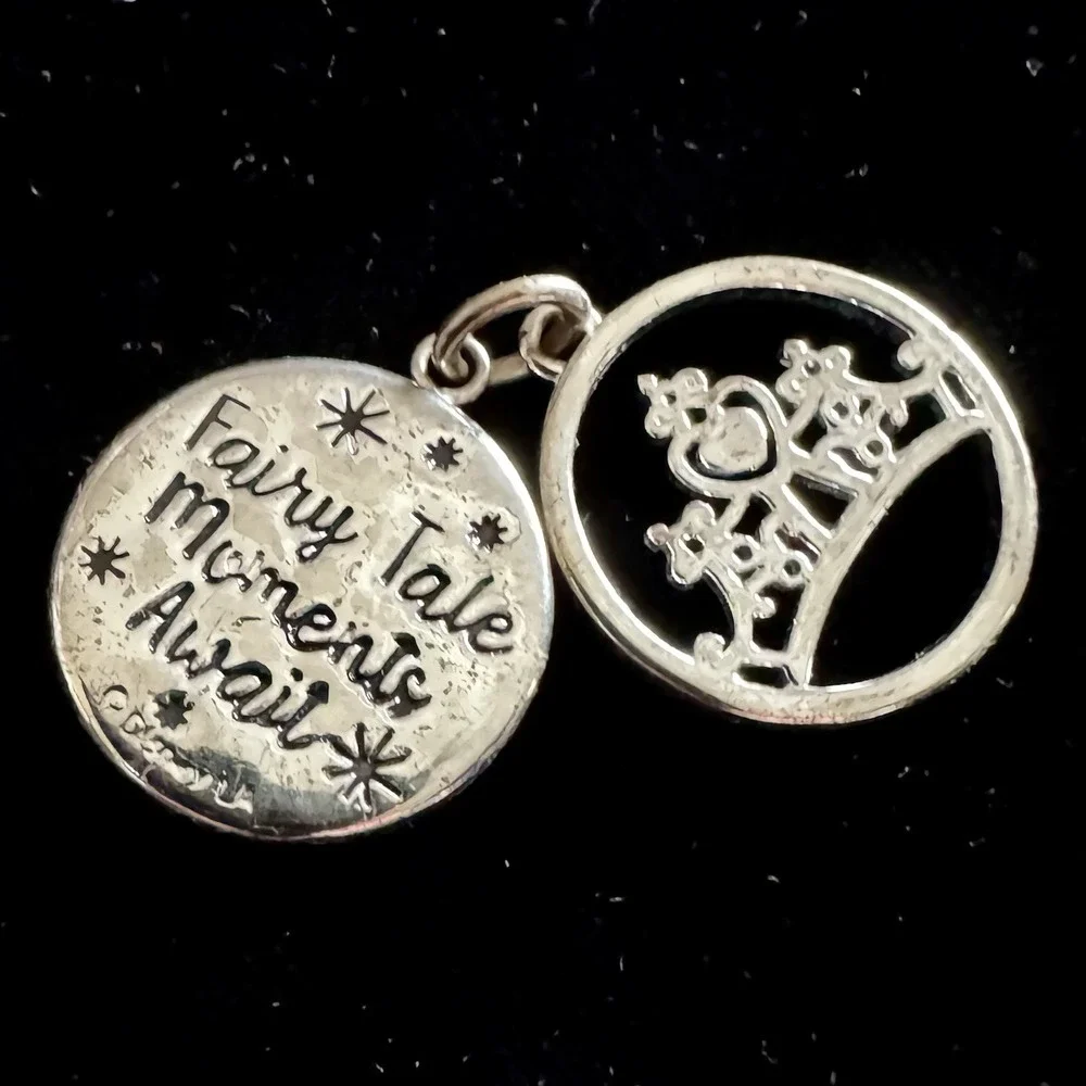 Disney Fairy Tale Moments Await Pendant Silver Plated Round Cinderella Charm